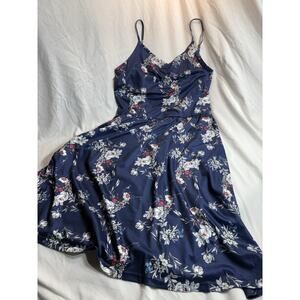Yathon Womens Blue Floral Dress Size XL